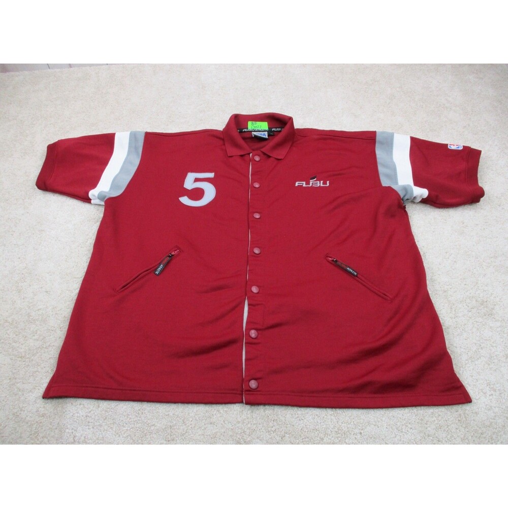 FUBU Athletic Jersey Adult 2XL XXL Red #5 Snap Up NBA Basketball Hip Hop Y2K Men
